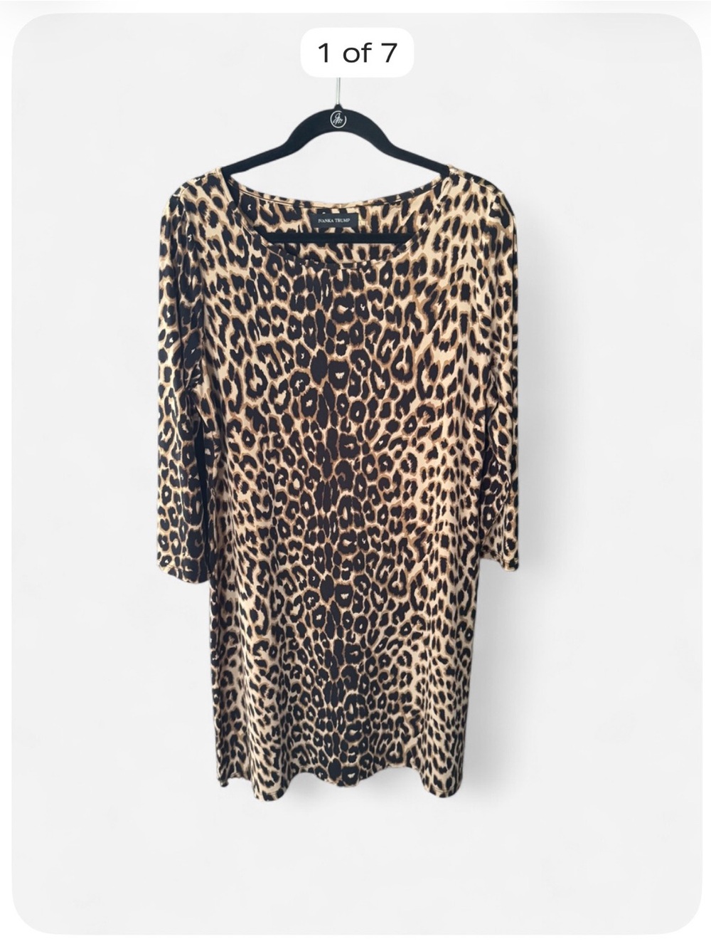 Ivanka Trump Leopard Print 3/4 Sleeve Shift Dress Women’s Size Large